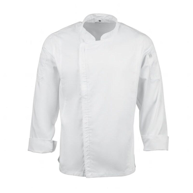 Veste de cuisine mixte légère à fermeture éclair Hartford Chef Works Urban blanche M - M 0615402022491_0