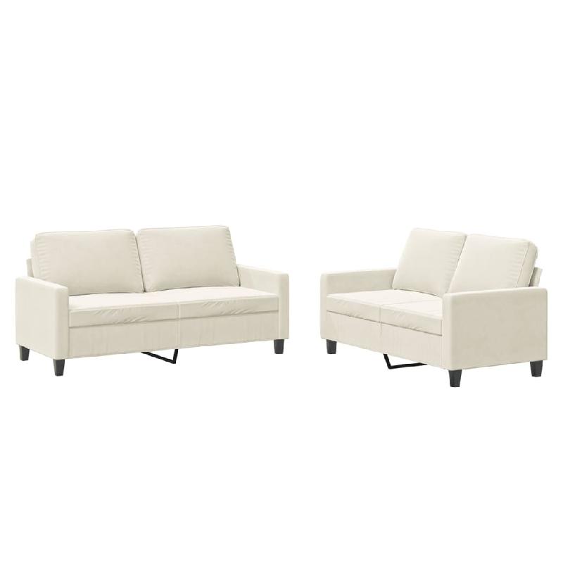 VidaXL Ensemble de canapés 2 pcs avec coussins Crème Velours Modèle Velvet - 3201504_0