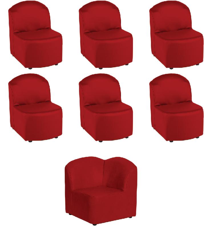 6 CHAUFFEUSES DROITES+1 ANGLE BOWLING DÉHOUSSABLE PVC M1 URBAN TOMATE - MANUTAN COLLECTIVITÉS