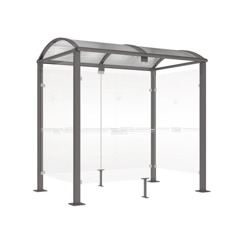 Abri fumeurs voûte 'M' - Ref : 529370.Gpro - Design extérieur avec bardages en verre sécurisé et toiture en polycarbonate_0