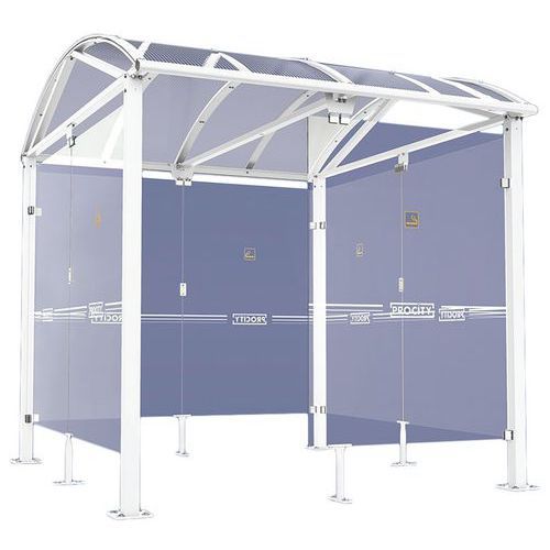 ABRI FUMEURS VOÛTE L 2.50 M BARDAGES VERRE BLANC 9010 - PROCITY