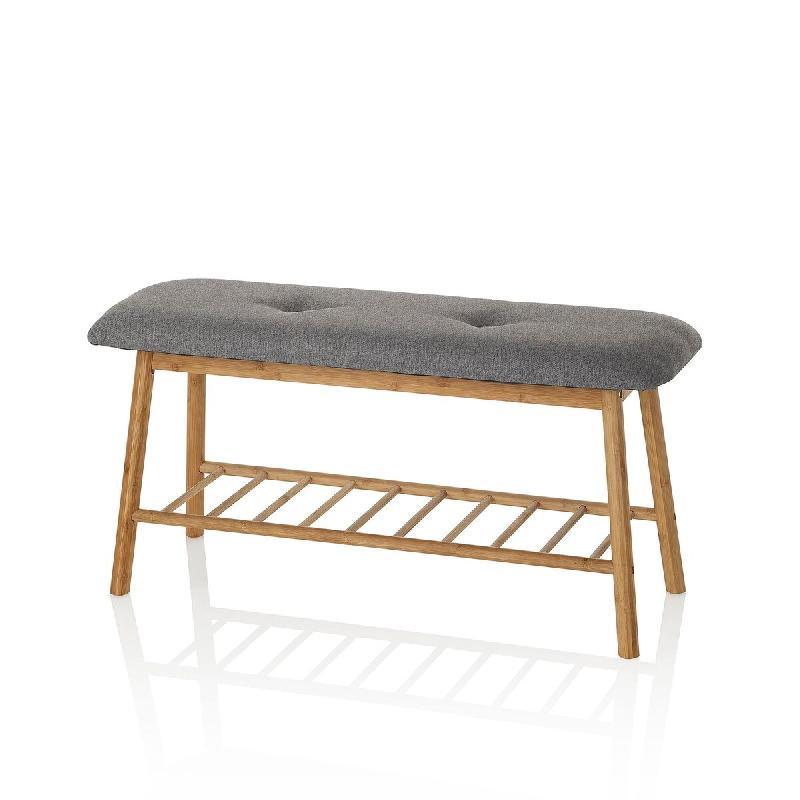 AQA Design Banc avec rangement chaussures FLIP gris, en bambou, tissu gris L.90 P.30 H.45 MP02519 - gris Bambou MP02519_0
