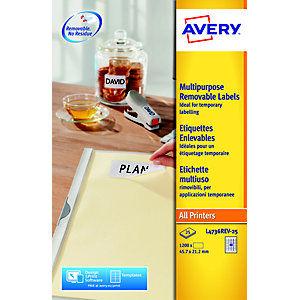Avery L4736REV Etiquettes enlevables blanches 45,7 x 21,2 mm - 1200 étiquettes_0