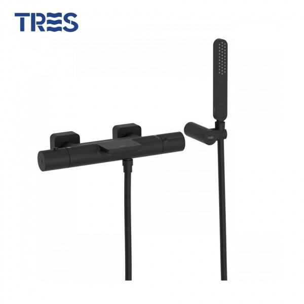 BAIN‑DOUCHE THERMOSTATIQUE AVEC CASCADE NOIR MAT LOFT COLORS - TRES 20017409NM