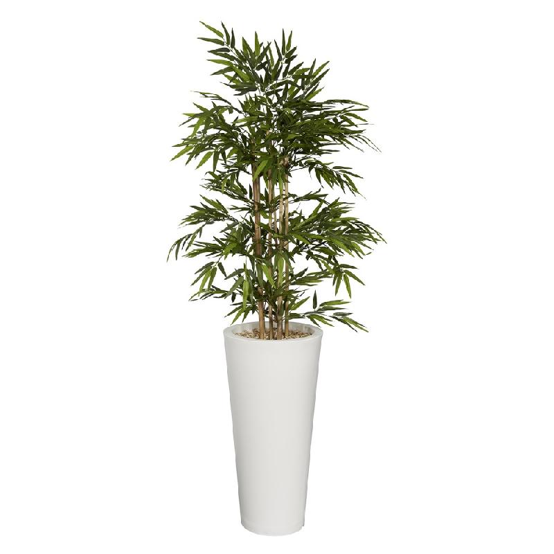 Bambous artificiels en bac rond - Genexco - 200 cm de hauteur avec pot en PVC disponible en 4 coloris_0