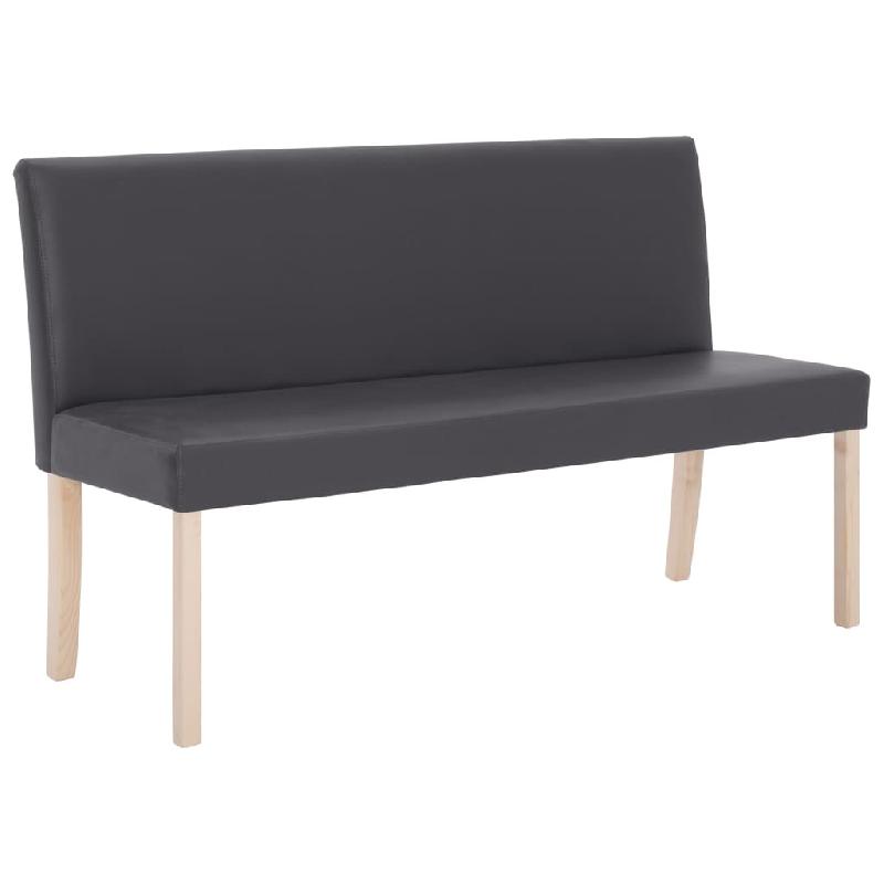 Banc banquette en similicuir gris - 139,5 x 54 x 85,5 cm - cadre en pin massif_0