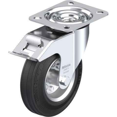 BLICKLE - ROULETTE PIVOTANTE À FREIN Ø 125MM BANDAGE CAOUTCHOUC SBR 100KG - LE-VE 125R-FI