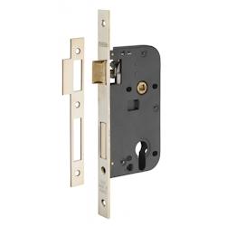 Boitier de serrure encastrable à cylindre pour porte d'entrée, axe 50mm, bouts carrés, têtière laitonnée - THIRARD - doré 3150260002065_0