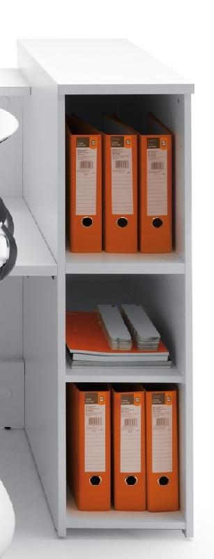 Bureau d'accueil lumineux Valde avec rangements intégrées - MDD - Blanc brillant, Gauche_0