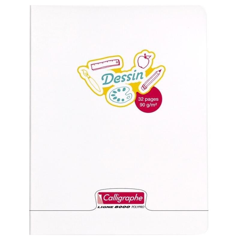 Calligraphe Lot de 20 Cahier Dessin Ligne 8000 17x22, 32p./16 feuilles 90 g/m² piquées, couv. PP incolore, uni - 3210330181516_0