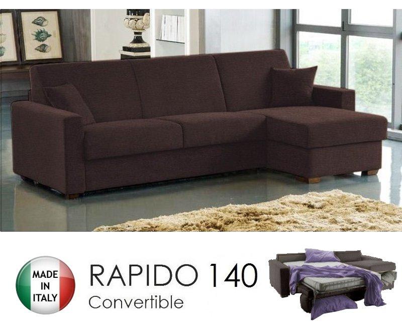 Canapé d'angle convertible Dreamer Tweed Chocolat - Matelas 16 cm - Coffre de rangement - Ouverture express 140x197 cm_0