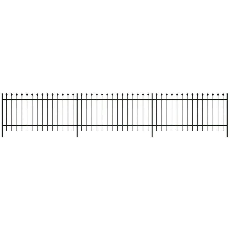 CLÔTURE DE JARDIN AVEC DESSUS POINTU ACIER 6 M NOIR - VIDAXL