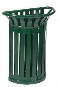 Corbeille publique 35L tulipe murale vert mousse 6005 - acier poudré anti-UV - traitement anticorrosion_0