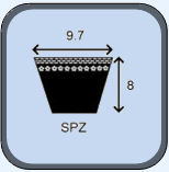 Courroie trapézoïdale SPZ - Section 10x8 mm - Longueur primitive 587 mm_0