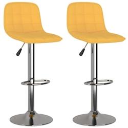 Décoshop26 - Lot de 2 tabourets de bar chaises hautes en tissu jaune cadre en acier DEC029759 - jaune 3000257540509_0