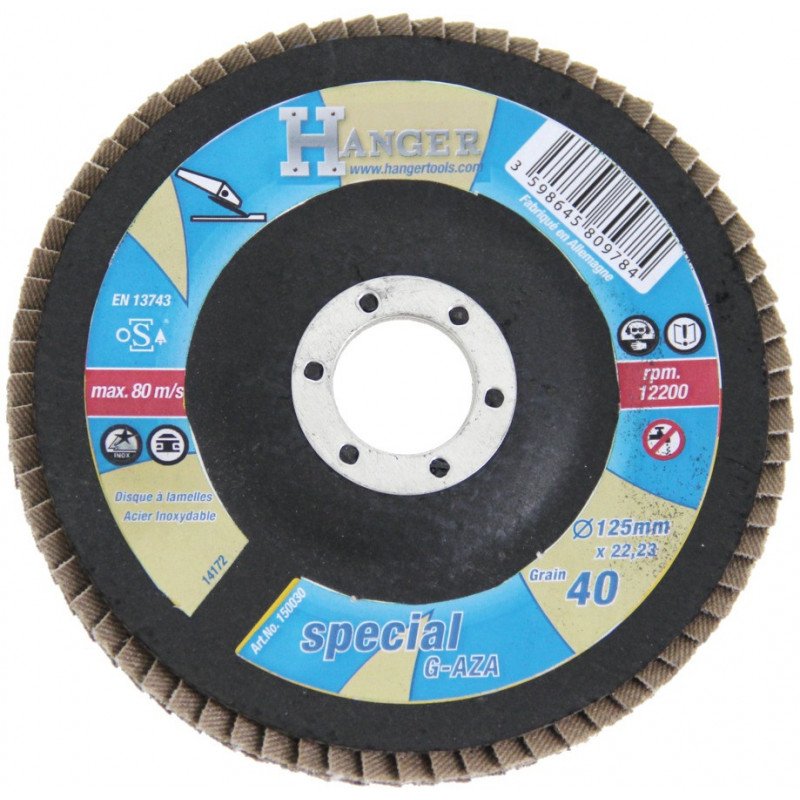 DISQUE BOMBÉ À LAMELLES ZIRCONIUM 125MM GRAIN 80 - HANGER - 150032