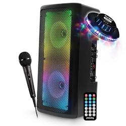 Enceinte Karaoké FestiSound SRX206 Mobile SONO DJ autonome LED - 300W - USB/SD/Bluetooth + Micro Télécommande + UFO OVNI - 3701123945670_0