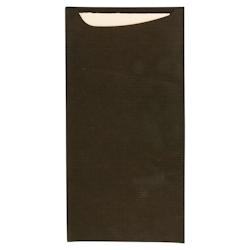 Etui pour couverts noir + serviette crème 11.2 x 22.5 cm Garcia de Pou - papier 169.41_0
