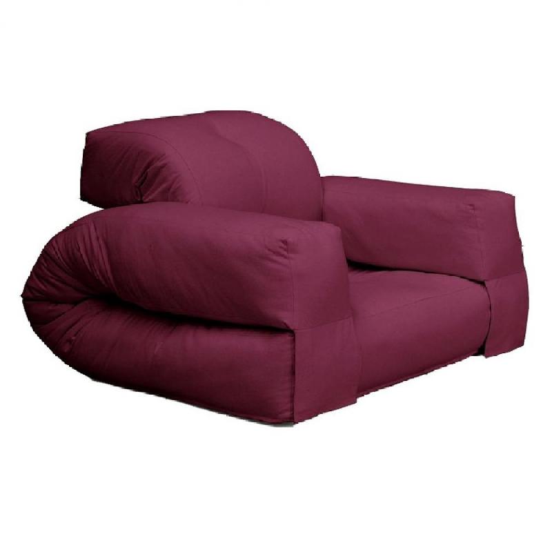 Fauteuil futon standard convertible HIPPO CHAIR - couleur bordeaux - matelas confortable 90x200 cm_0
