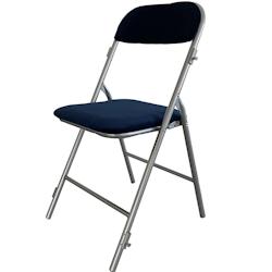 Furnitrade Chaise pliante gamme 'PRESTIGE' - bleu et argent - 48,8x46,4x83,8 cm - par 6 - polyester, résistance 150kg, certification M1_0