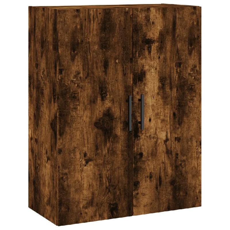Helloshop26 - Armoire murale en bois d'ingénierie chêne fumé 69,5 x 34 x 90 cm grand espace de rangement design contemporain 02_0048600 - Bois mass_0