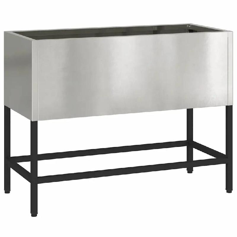 Helloshop26 - Bac de jardin surélevé moderne rectangulaire 60 x 26 x 45 cm résistant aux intempéries en acier inoxydable argent 02_0052099 - inox_0