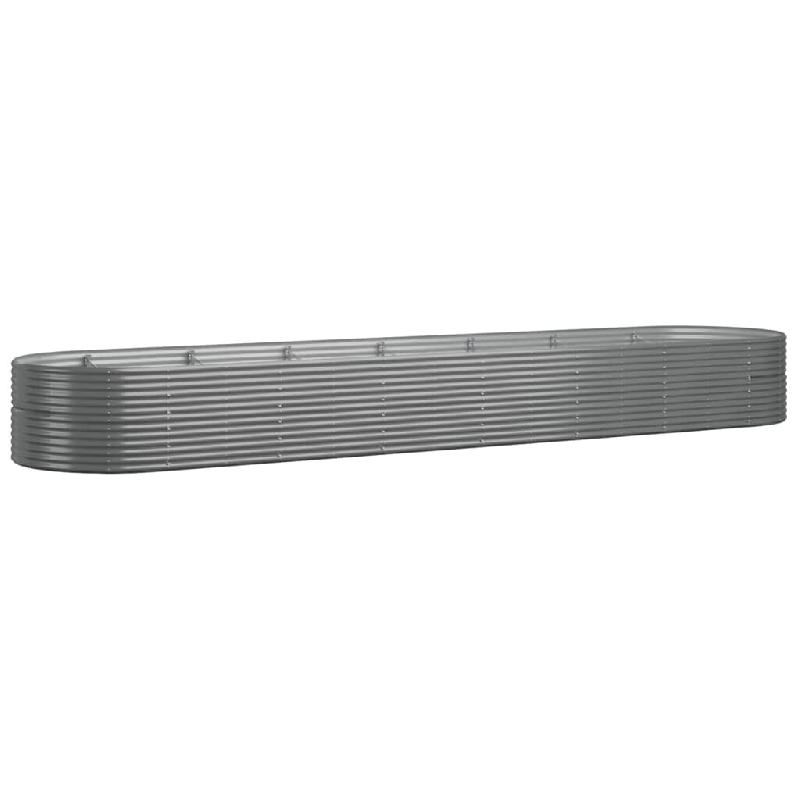 Helloshop26 - Jardinière bac lit surélevé plantes fleurs terrasse jardin de jardin acier enduit de poudre 584 x 140 x 68cm gris 02_0039676 - gris a_0