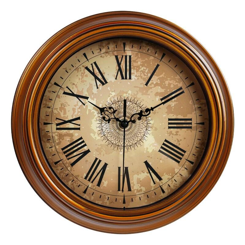 Horloge Murale Rétro Vintage IvoQ – 30cm - Mouvement Silencieux - ABS/Métal - Vintage - marron 8721161176152_0