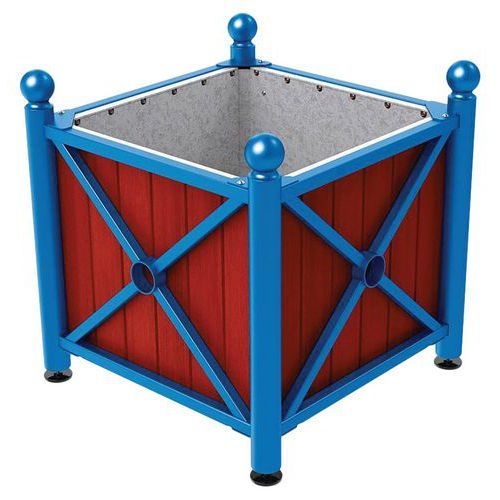 JARDINIÈRE AC/BOIS PROVINCE BOULE 80X80 CM ACAJ/BLEU 5010 - PROCITY