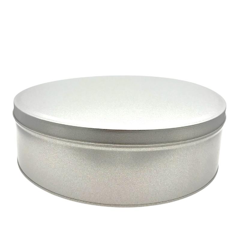 Lot de 16 boîtes rondes à gateaux en fer blanc verni, diamètre 24 cm hauteur 7 cm - gris métal FERON24_0