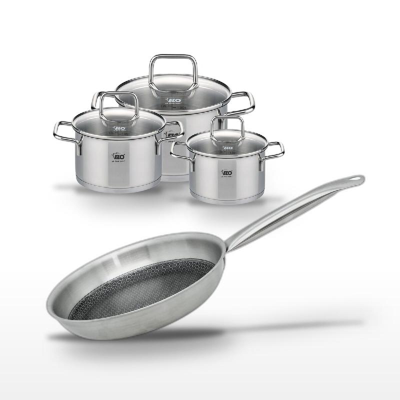 Lot de 3 Faitouts Elo Citrin & Poêle 28 cm Elo Relief Solution - gris 3176239959635_0
