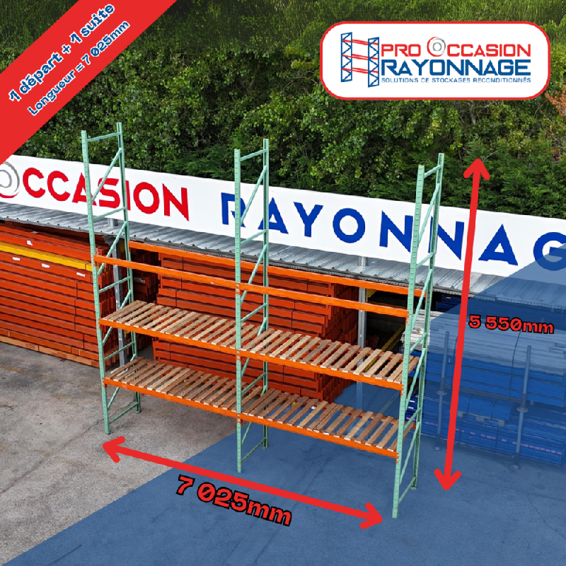 Lot de rayonnage - Hauteur 5 500mm, Longueur 7 025mm, Profondeur 1 000mm - Manulab_0