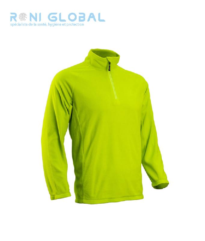 Pull de travail micro-polaire léger anti-boulochage en polyester - MYOGA COVERGUARD - Col zippé et surpiqûres contrastées_0