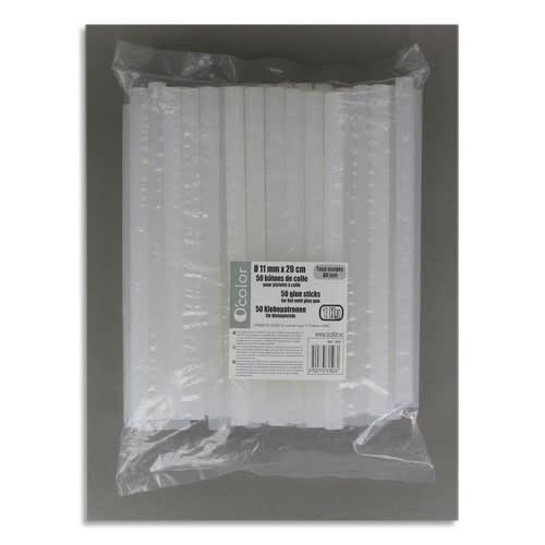 O'color - Sachet de 50 bâtons de colle tous usages pour pistolet, Ø 11 mm x 200 mm, colle transparente à chaud, système anti-goutte_0