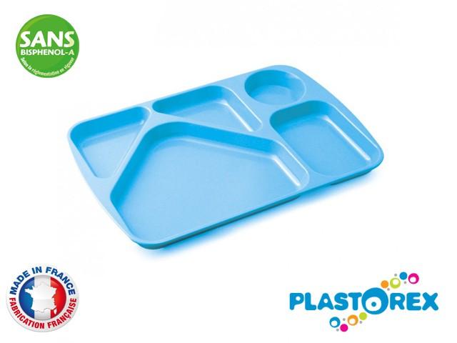 PLATEAU A 5 COMPARTIMENTS MELAMINE BLEUE