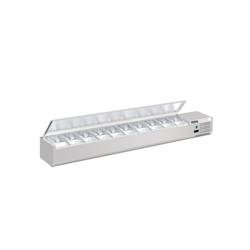 Polar Saladette inox réfrigérée positive de préparation 10 x GN 1/4 (P)100 mm, à poser avec couvercle, 120 W, 220 V - MONO - 5050984637575_0