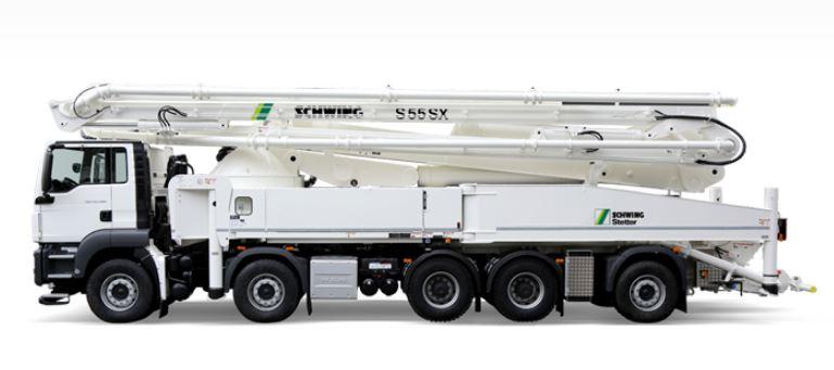 Pompe à béton automotrice S 55 SX - hauteur maximum 54,50 m - débit 162 m³/h - flèche de distribution 55 RZ_0