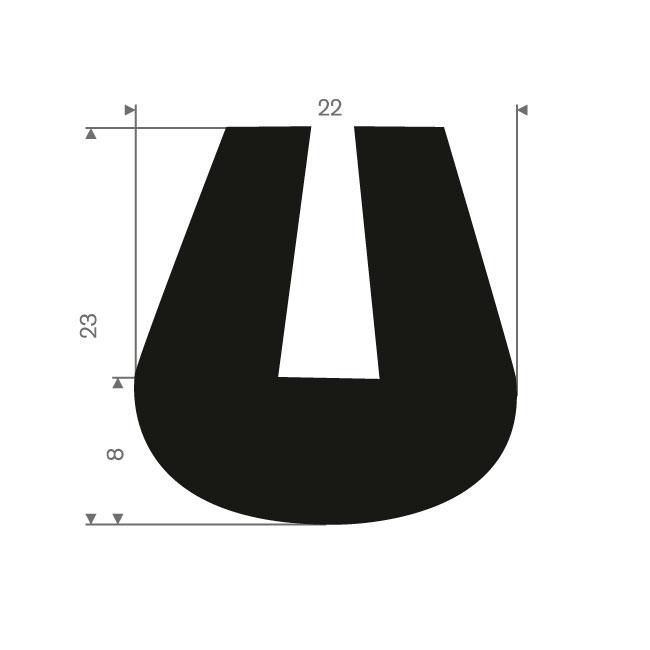 PROFIL EN U 6 MM CAOUTCHOUC COMPACT