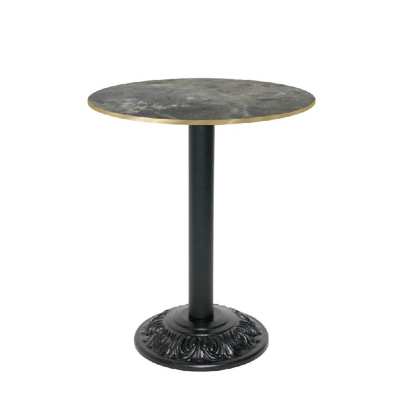RestooTab - Table Versailles Ø60cm décor pierre métallisée chants couleur laiton - gris fonte TB-VRS-R60M-P.METAL-LAI_0