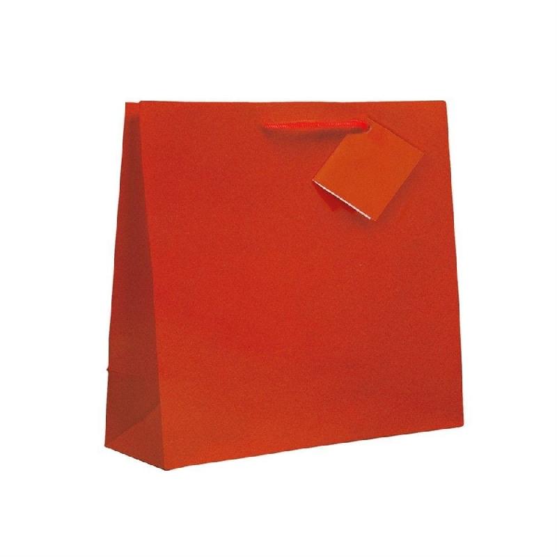 Sac luxe kraft rouge anses cordon rouge 12+7x16cm - par 100_0