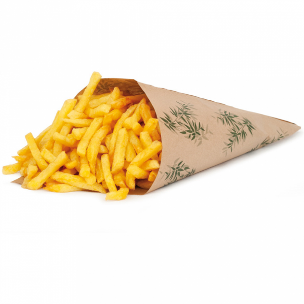 SACHETS EN POINTE 70G/M² 34X24CM PARCHEMIN ANTI-GRAISSE MARRON MOTIFS FEUILLES VERTES - LOT DE 1000 - AZ BOUTIQUE - FEEL GREEN