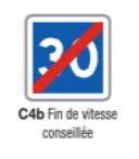 Panneau de signalisation d'indication type C4b - Fin de vitesse conseillée - Formats miniatures à exceptionnels_0