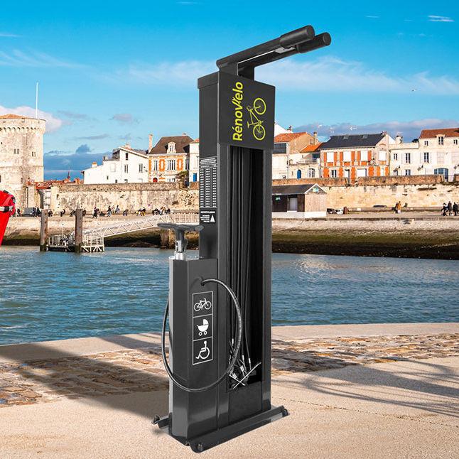Station de Gonflage et d'Entretien RENOV'ELO - Support vélo en acier galvanisé thermolaqué avec outillage complet_0