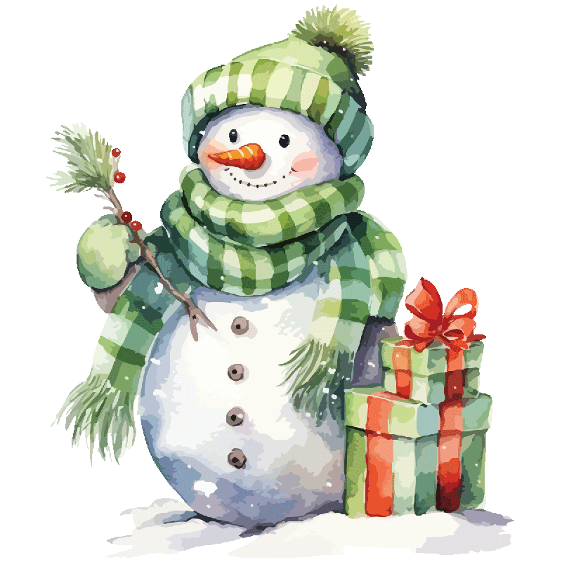 Sticker fenêtre bonhomme de neige avec écharpe verte - occultant, dépoli translucide, plusieurs dimensions disponibles_0