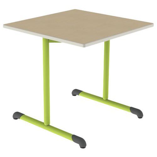 TABLE BANDANA 80X80 T6 DL STR POLY. HÊTRE MIEL BEIGE/VERT AC - MOBIDECOR