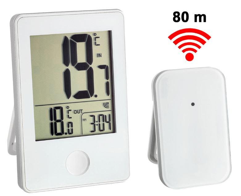 Thermomètre digital int./ext. - 1 émetteur sans fil - horloge - coloris blanc #3351/2t_0