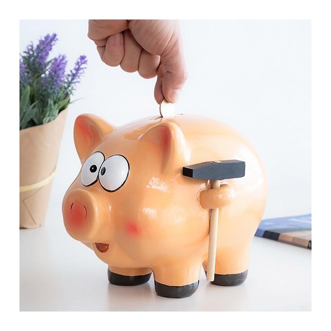 Cadeau idéal pour les amateurs de cochons LATHEA Mini tirelire en céramique en forme de cochon doré dans une boîte cadeau Jolie décoration de la maison Couleur dorée