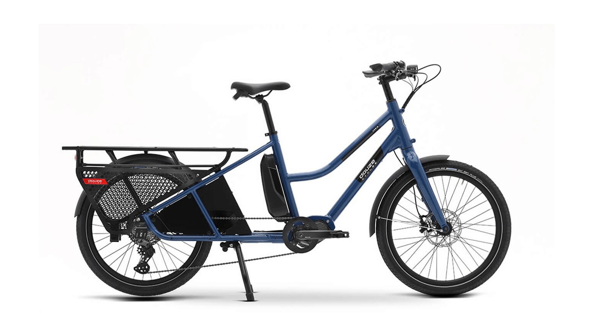 Vélo longtail Douze Cycles LT2 S - Bleu métallique, dérailleur SHIMANO Deore Linkglide 1×10 vitesses, moteur pédalier SHIMANO EP8 Cargo_0
