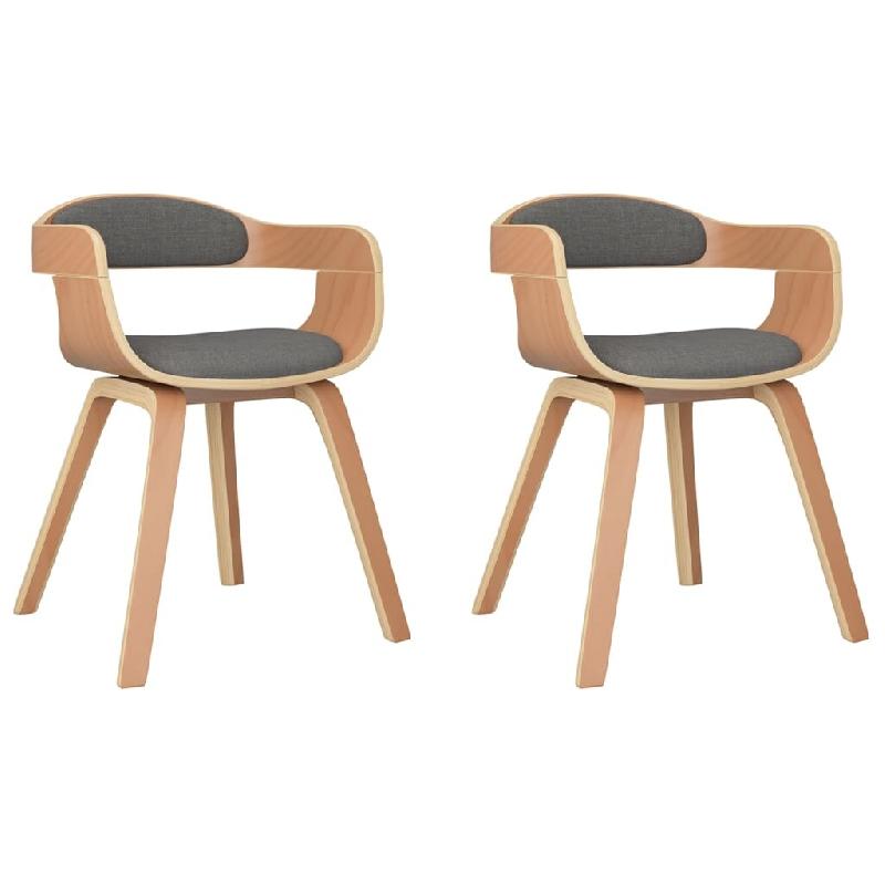 VidaXL Chaise à manger lot de 2 gris clair bois courbé et tissu Modèle Signature Moderne - 3092381_0