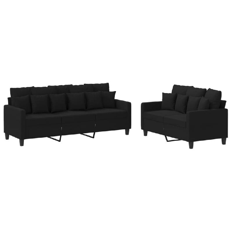 VidaXL Ensemble de canapés 2 pcs avec coussins Noir Tissu Modèle AbriContemporain 55 - 3201668_0